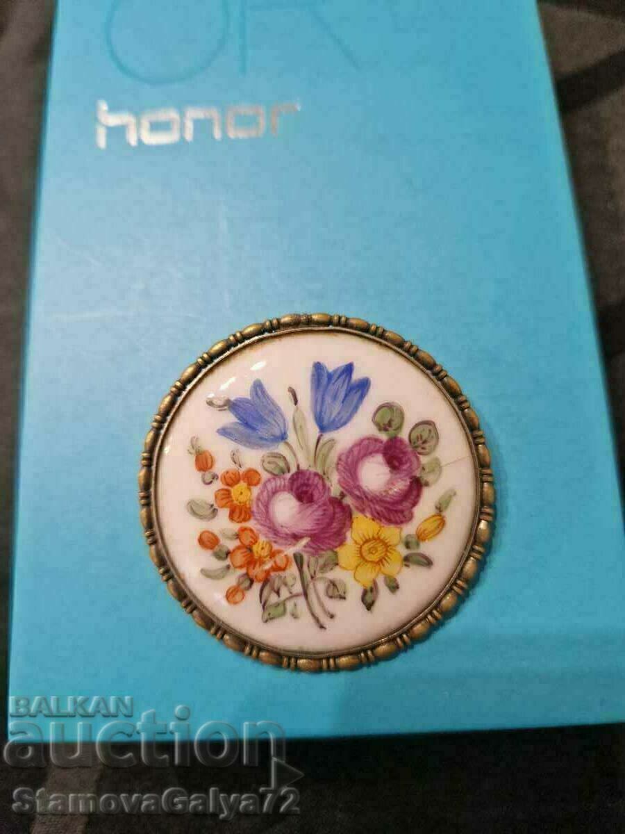 Чудесна антикварна белгийска порцеланова брошка - 5 Чудесна антикварна белгийска порцеланова брошка - 5