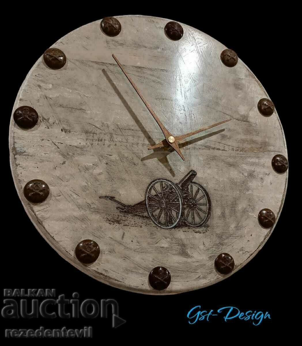 Wall Clock Solid Wood Artillery Kingdom of Bulgaria