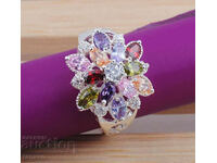 Ring with zircons, multicolored
