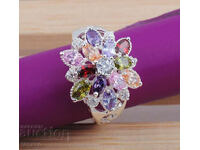 Пръстен с циркони, многоцветен