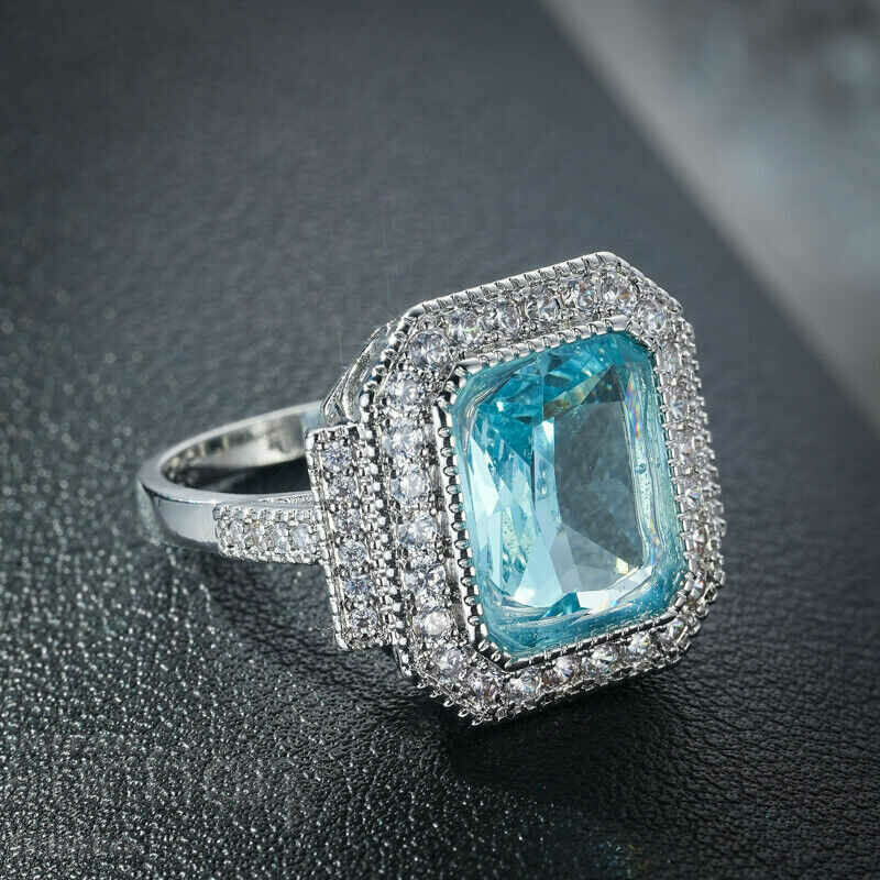 Ring with aquamarine and zircons with price € 12.00 | 23.47 BGN