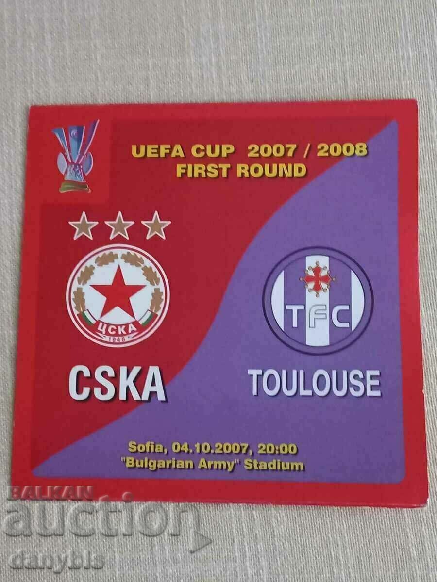 Program de fotbal - CSKA - Toulouse 2007