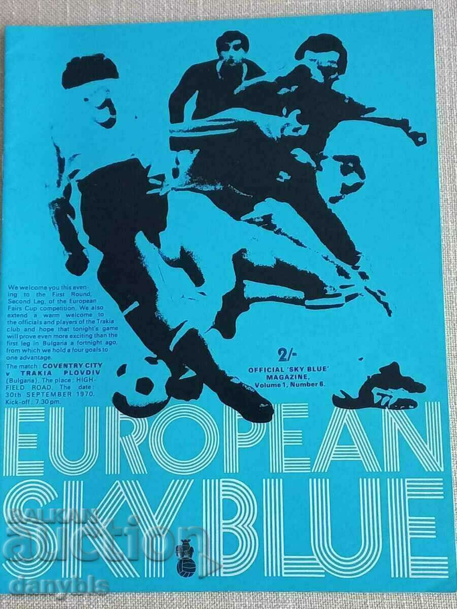 Football program - Coventry - Thrace / Botev / Plovdiv 1970