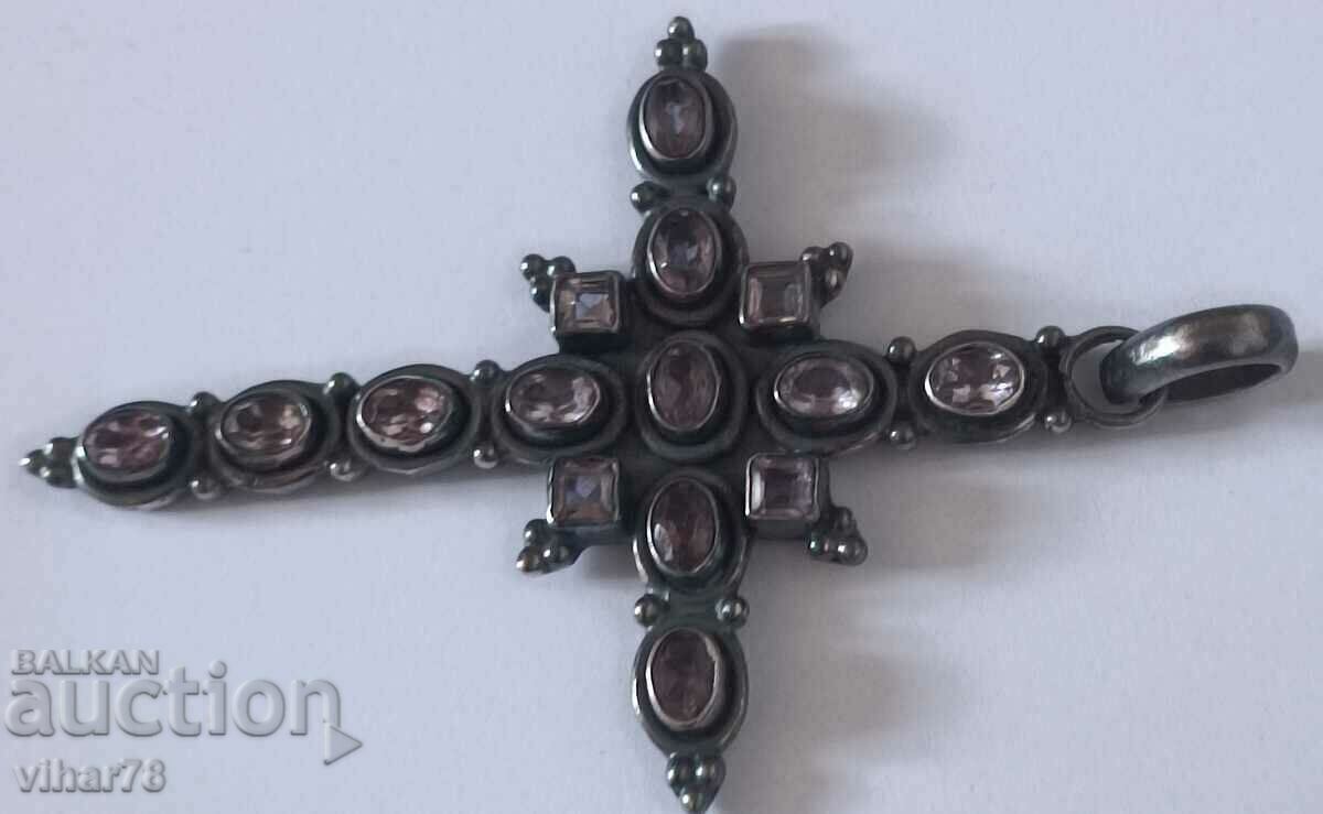 Cruce mare de argint cu ametist-ametist - 5