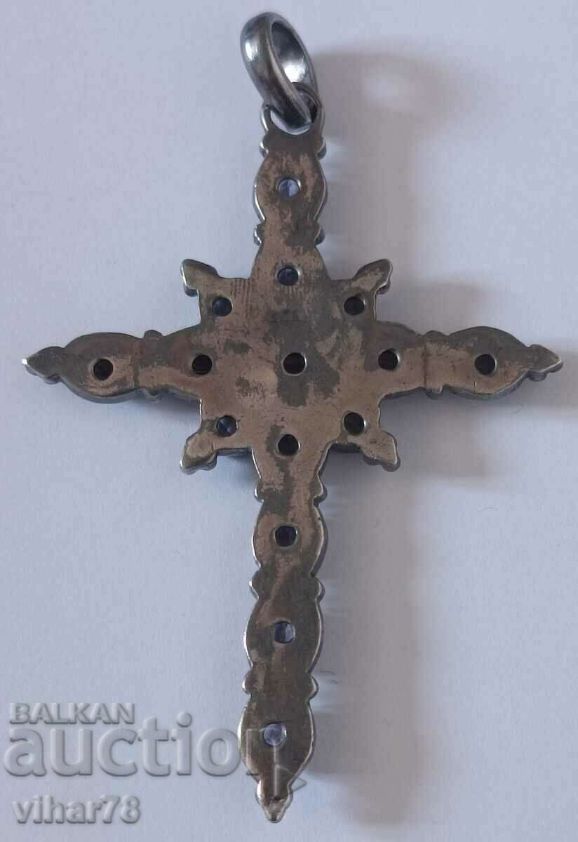 Cruce mare de argint cu ametist-ametist - 7