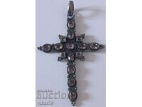 Large Silver Cross with Amethyst-Amethysts