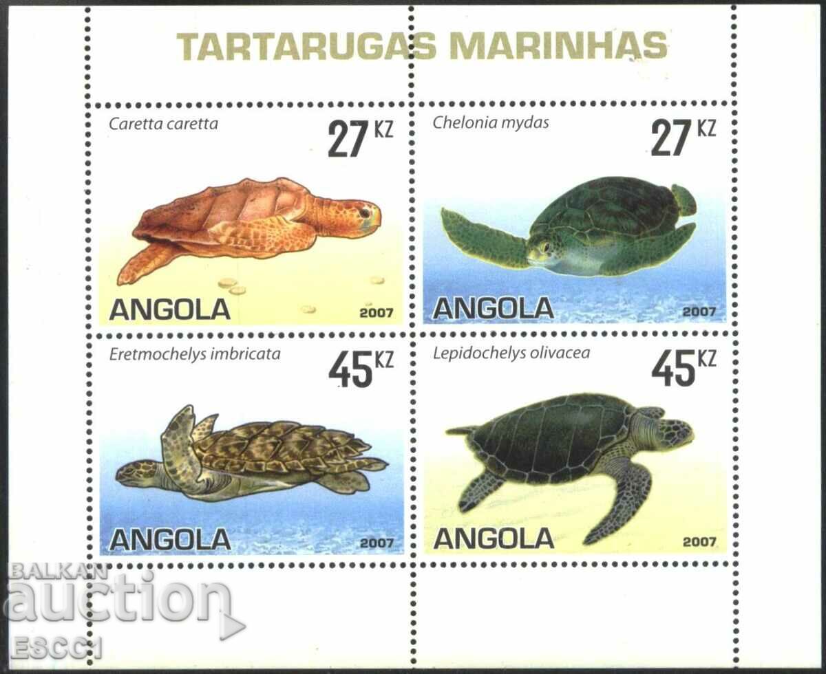 Clean stamps in small sheet Fauna Turtles 2007 from Angola