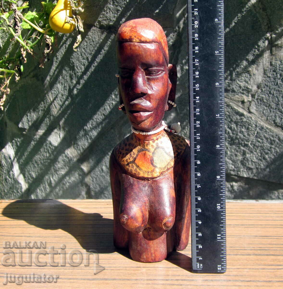 old wooden figure statuette bust of a naked woman - 6