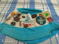 Tourist hat badges collected from visits