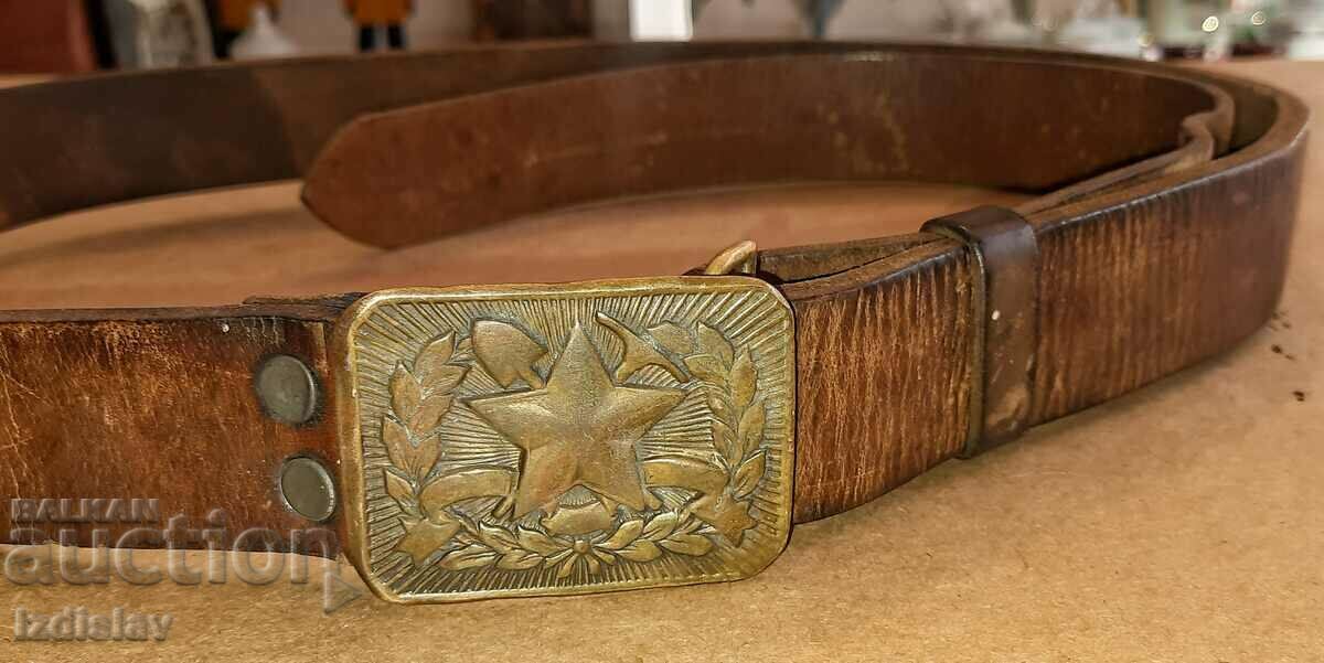 Bulgarian army leather belt 1950