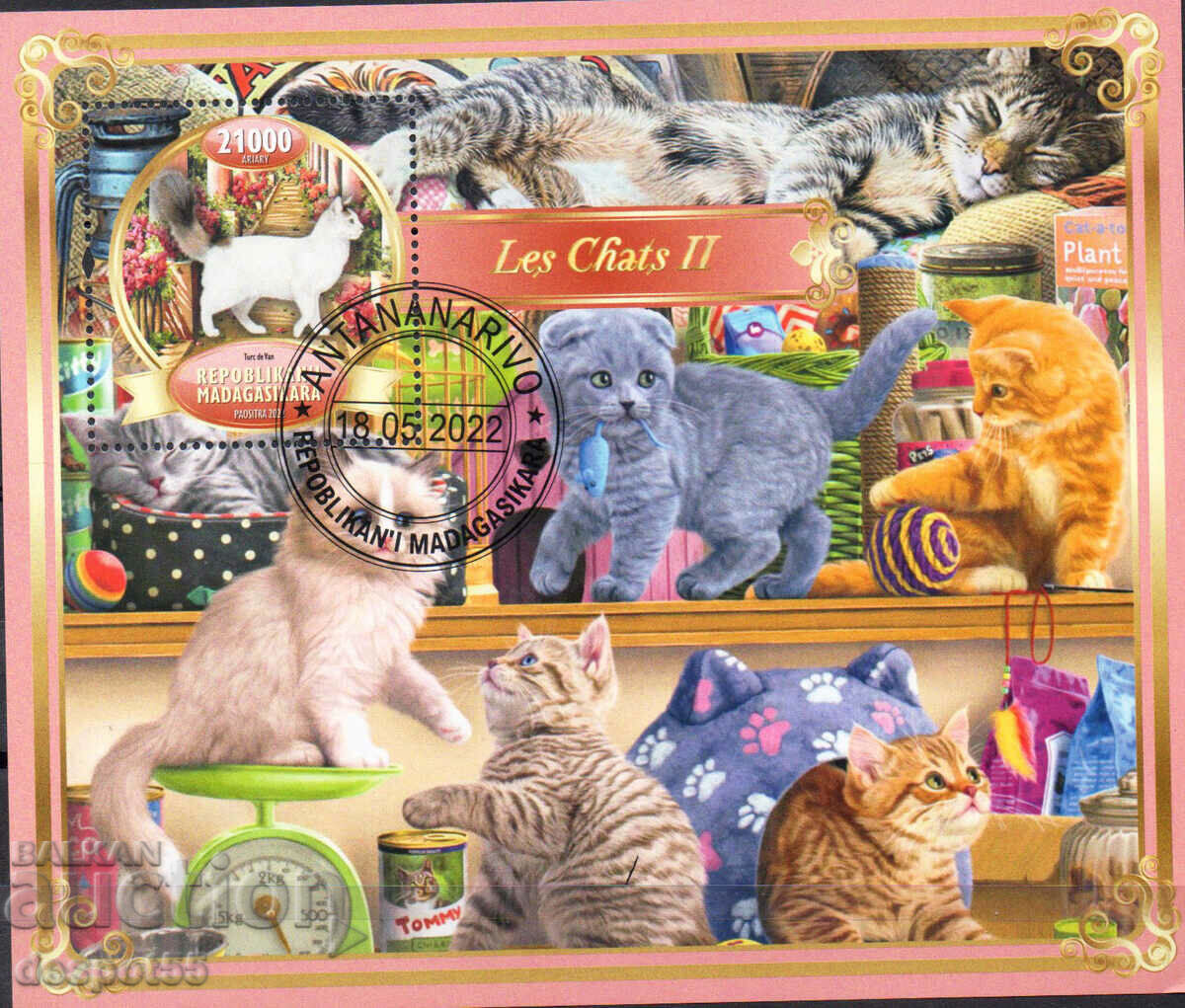 2022. Μαδαγασκάρη. Cats II - Παράνομο γραμματόσημο. ΟΙΚΟΔΟΜΙΚΟ ΤΕΤΡΑΓΩΝΟ.