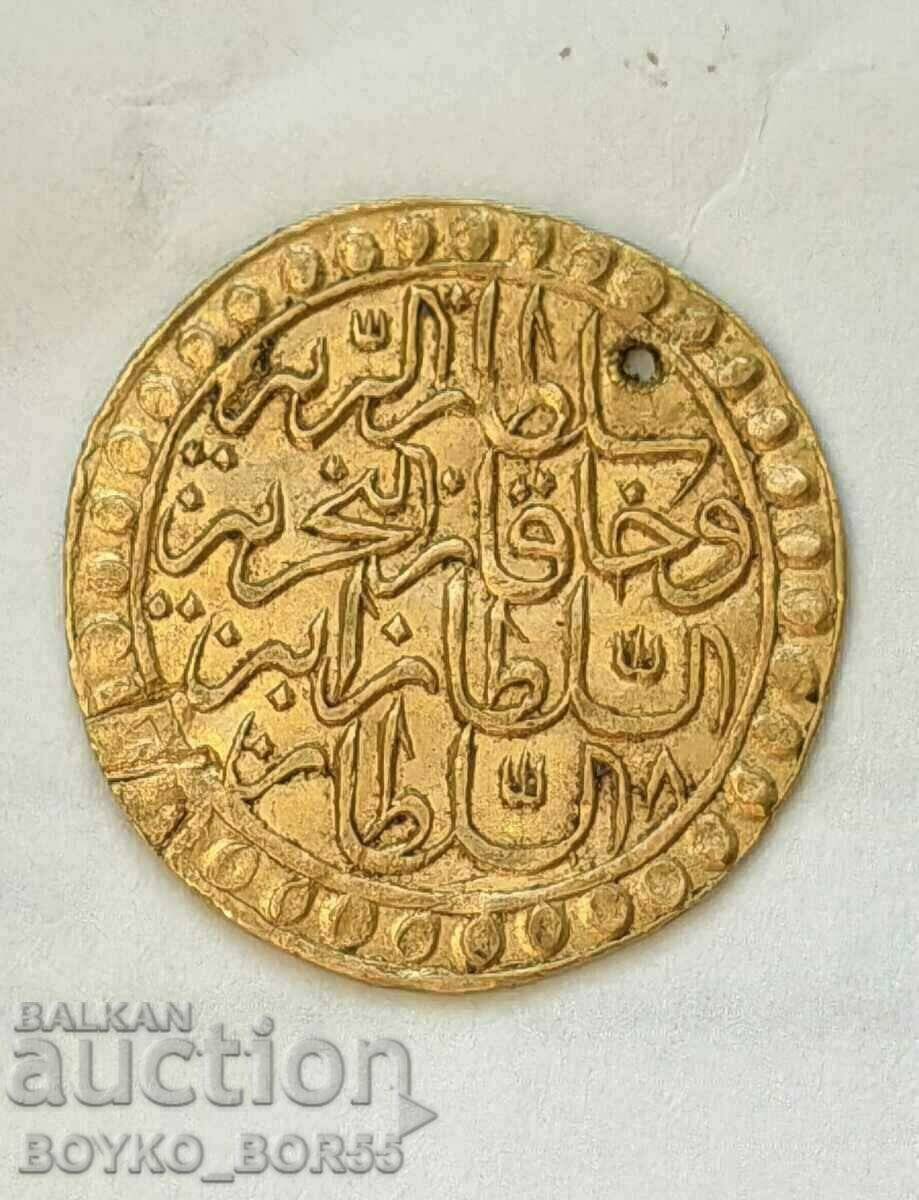 Monedă de aur 1 Zeri Mahbub 1171/1757 Mustafa III Otoman