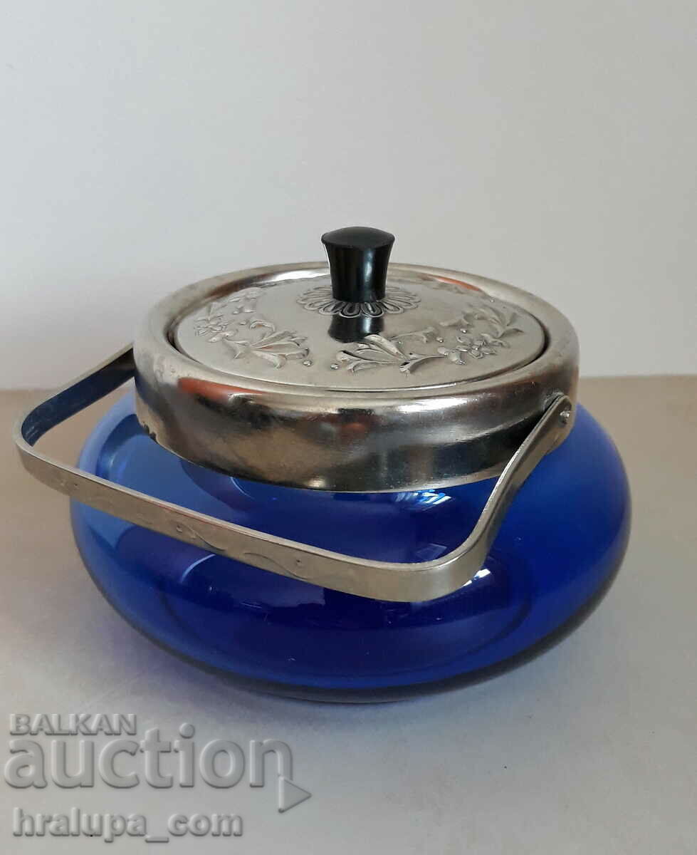 Vintage cobalt glass sugar bowl with price 15.00 BGN | € 7.67 Vintage cobalt glass sugar bowl with price 15.00 BGN | € 7.67