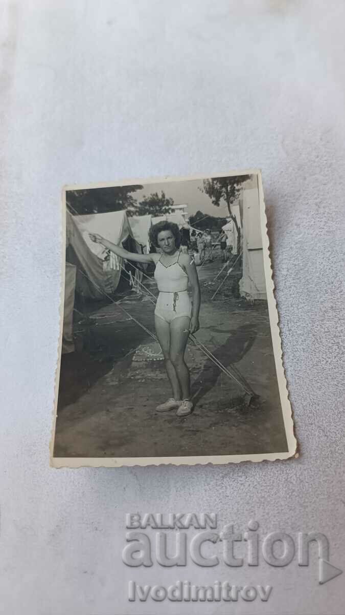 Снимка Несебър Жена между палатки 1951