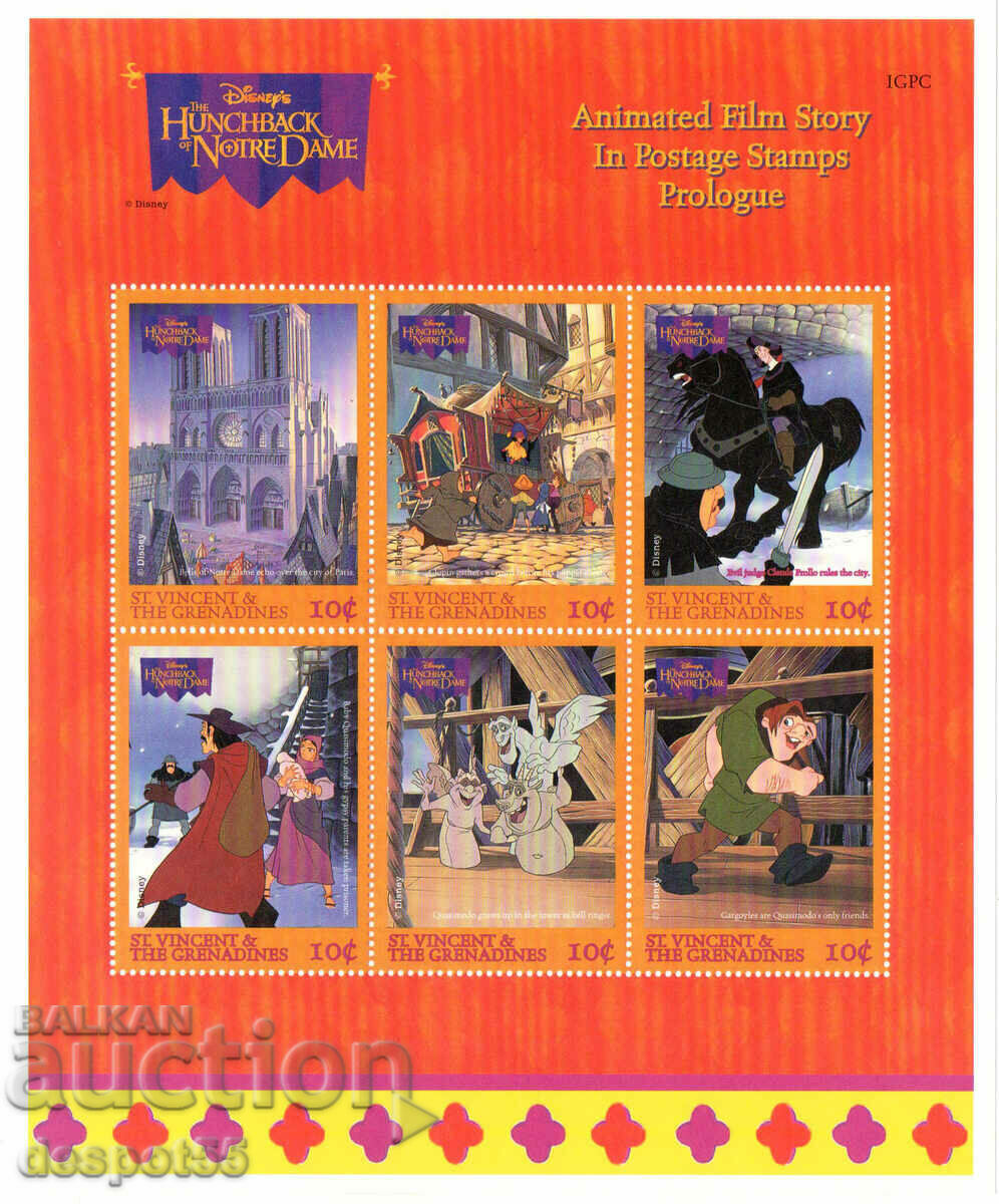 1996 St. Vincent and Gren. Disney- The Hunchback of Notre Dame. Block