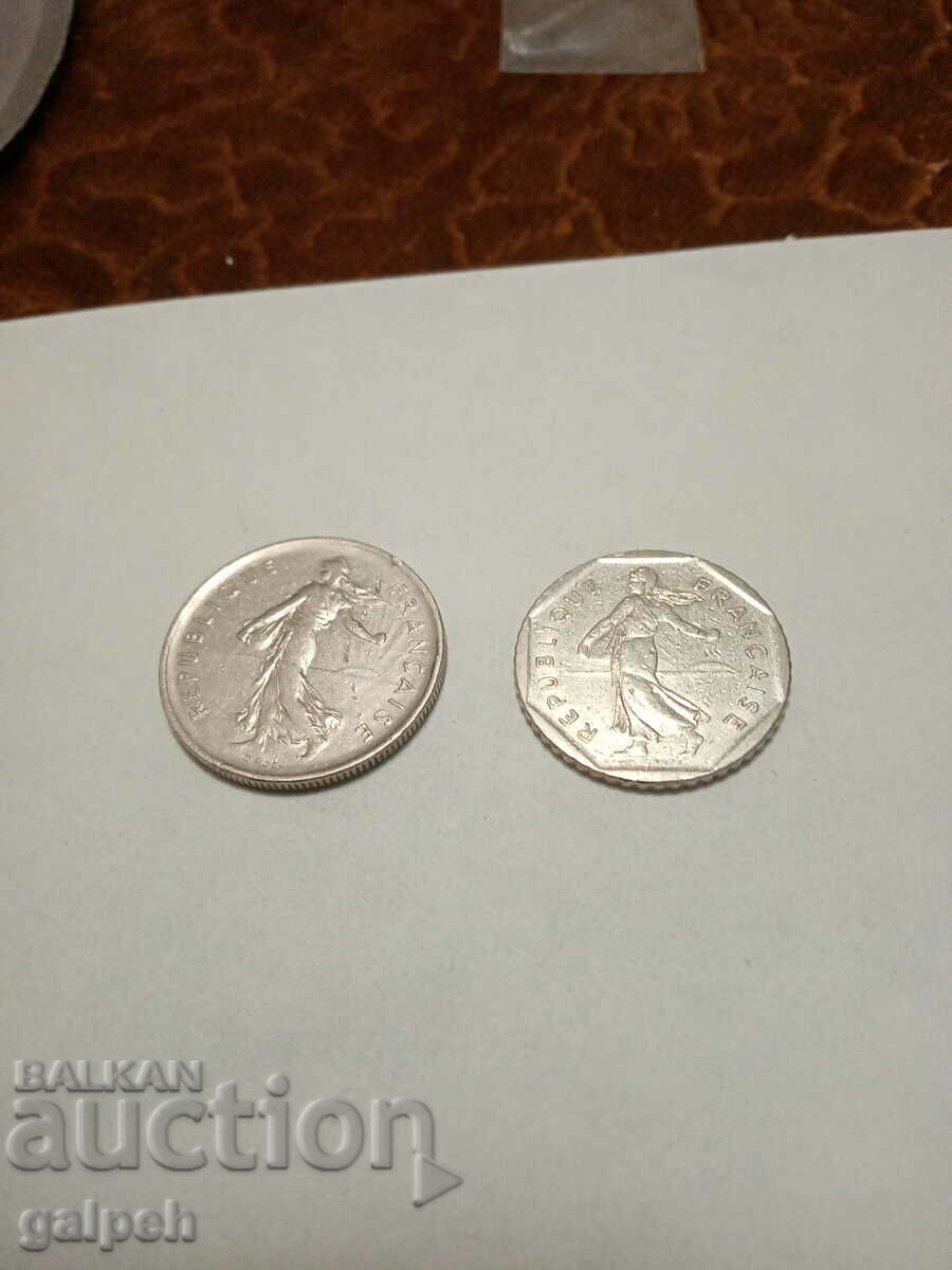 FRANCE COINS - 1971, 82 - 2 pcs. - BGN 3 with price 3.00 BGN | € 1.53 FRANCE COINS - 1971, 82 - 2 pcs. - BGN 3 with price 3.00 BGN | € 1.53