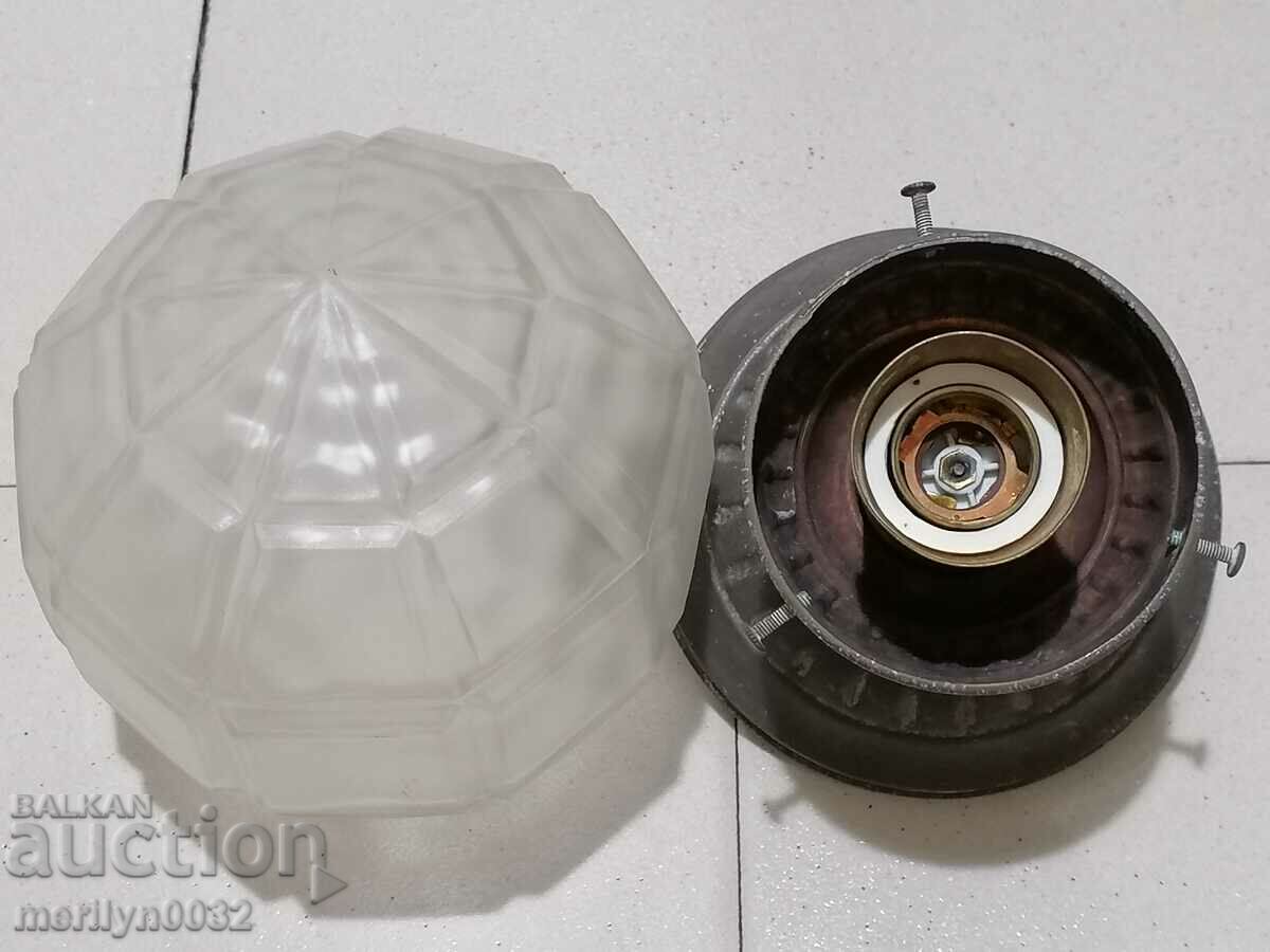 Old glass lampshade lampion electric lamp - 6 Old glass lampshade lampion electric lamp - 6