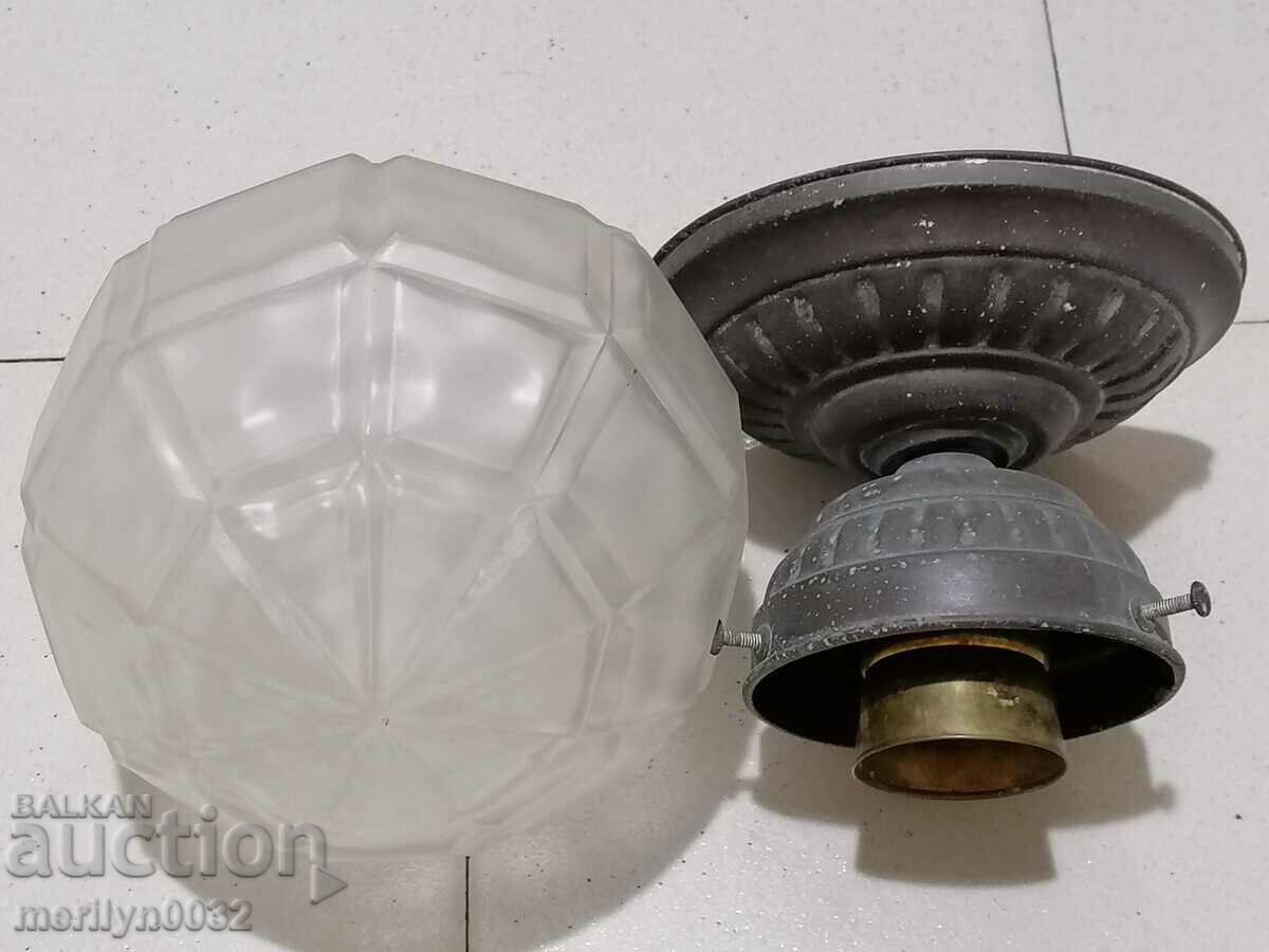 Old glass lampshade lampion electric lamp - 7 Old glass lampshade lampion electric lamp - 7