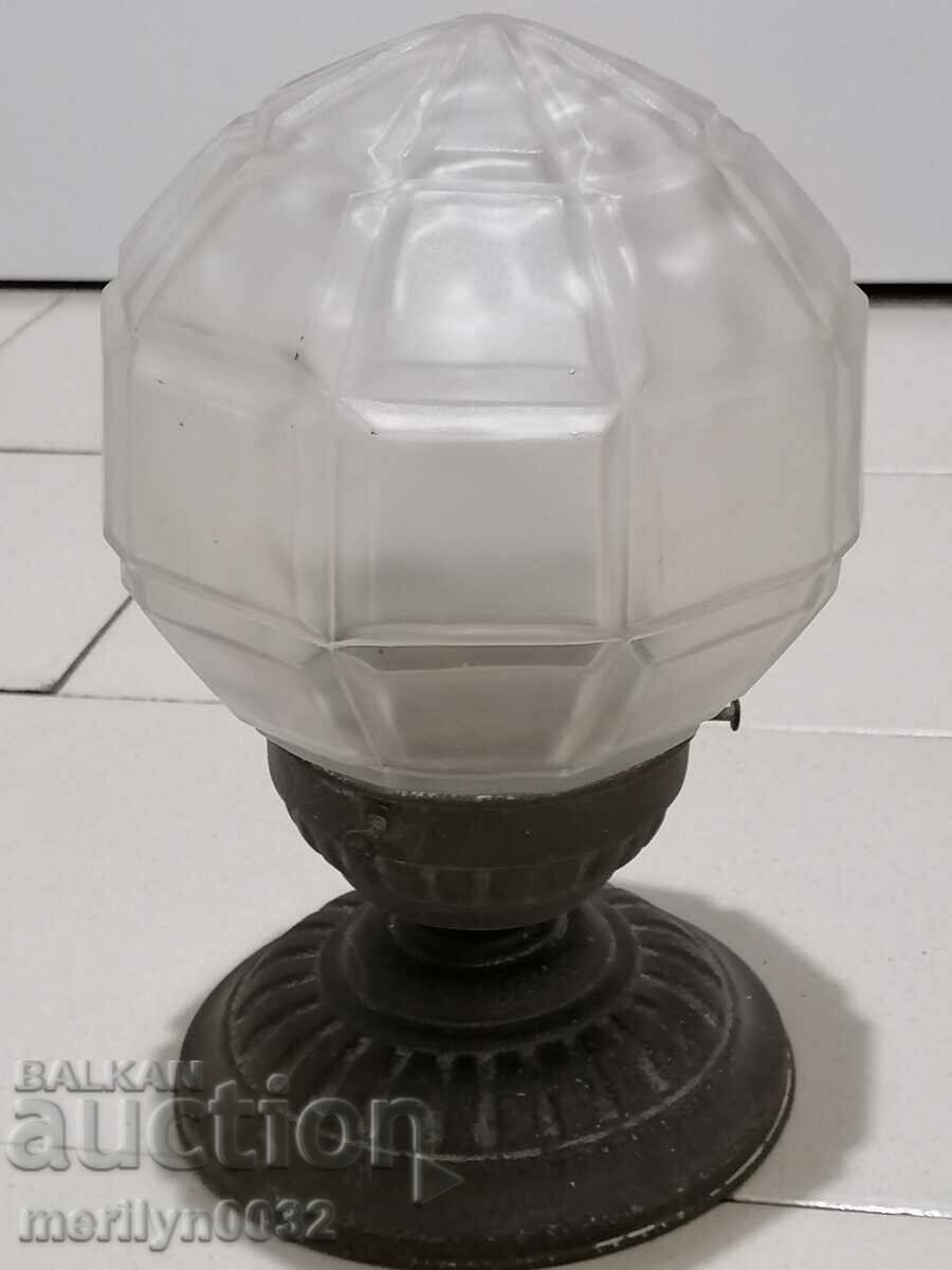 Old glass lampshade lampion electric lamp