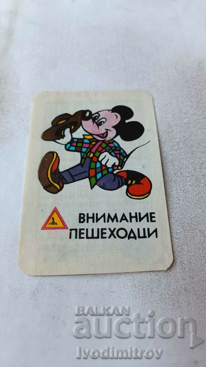 Calendar Mickey Mouse Caution Pedestrians 1986