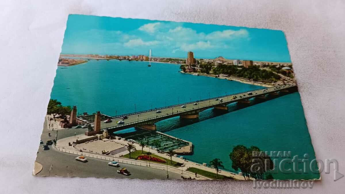 Postcard Cairo The Nile and Tahrir Bridge