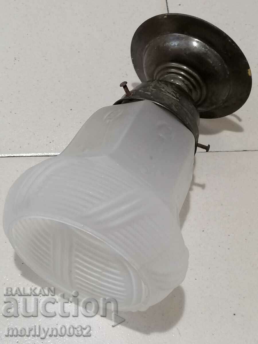 Стъклен абажур Царство България лампион електрическа лампа