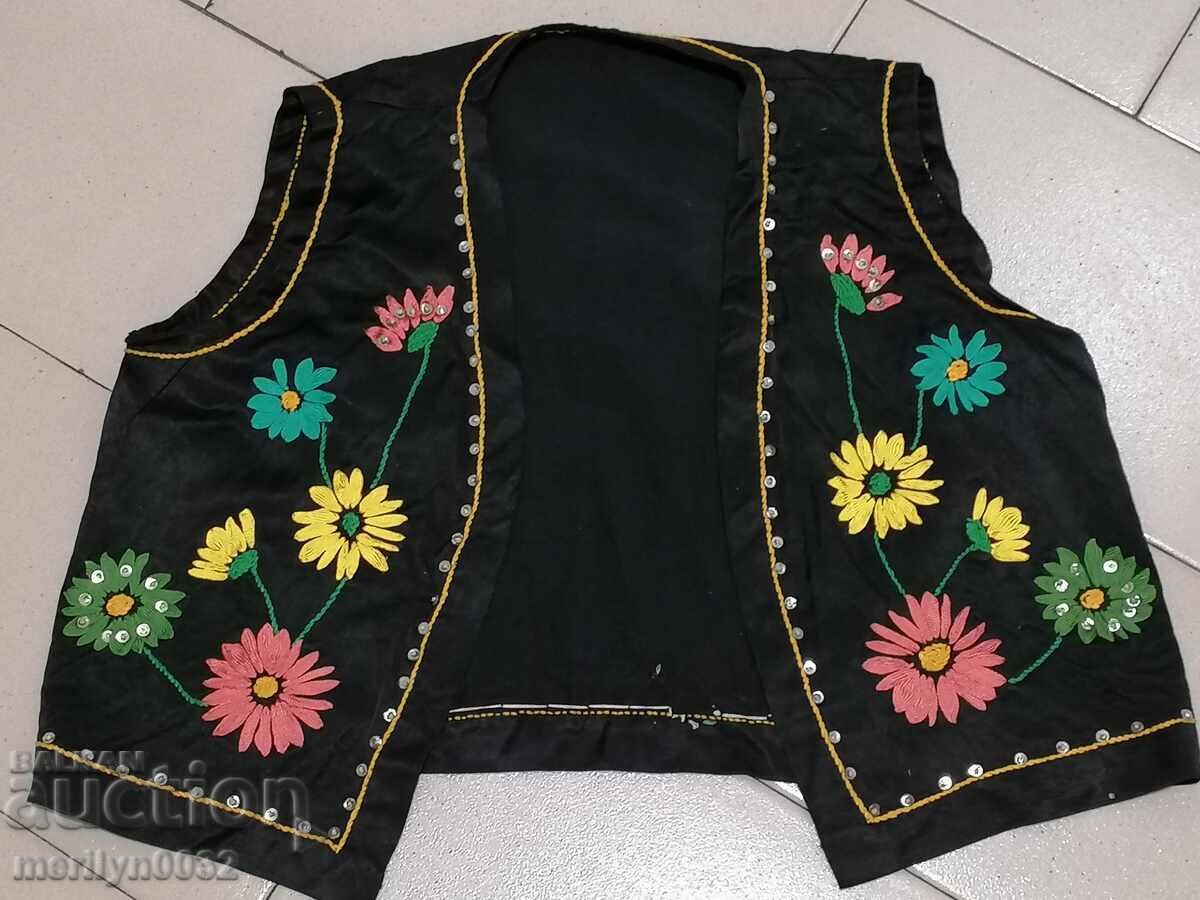 Children's waistcoat, old waistcoat with embroidered costumes