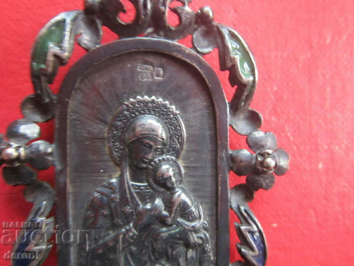 Russian silver icon Panagia cross with enamel 84 Tsarist Russia with price 900.00 BGN | € 460.16