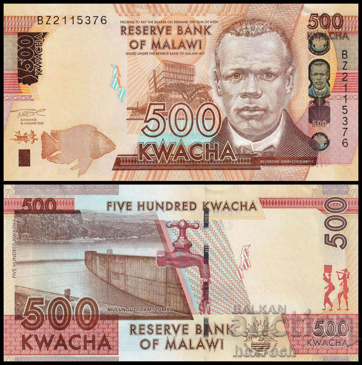 ❤️ ⭐ Μαλάουι 2021 500 Kwacha UNC νέο ⭐ ❤️
