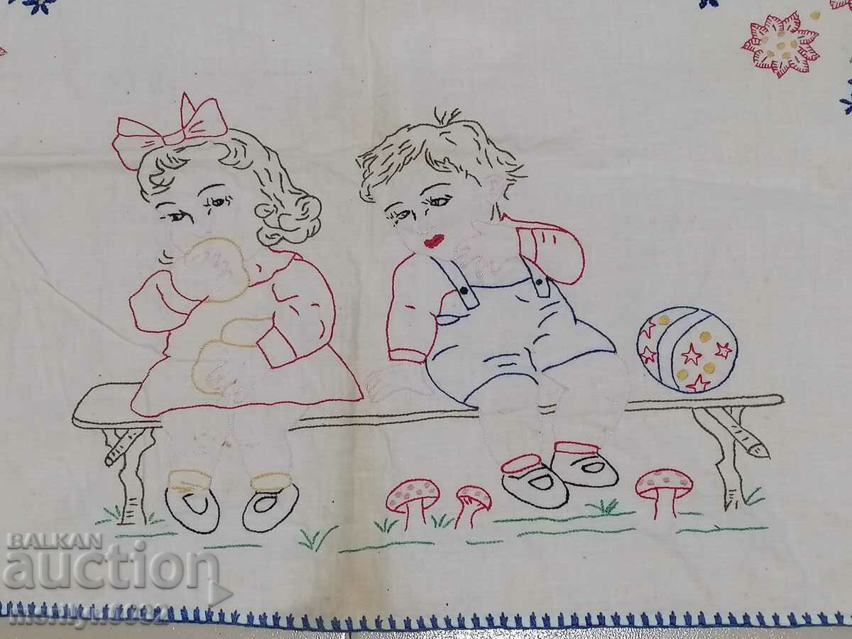 Old embroidered tablecloth mile Bulgarian embroidery carpet with price 51.00 BGN | € 26.08 Old embroidered tablecloth mile Bulgarian embroidery carpet with price 51.00 BGN | € 26.08