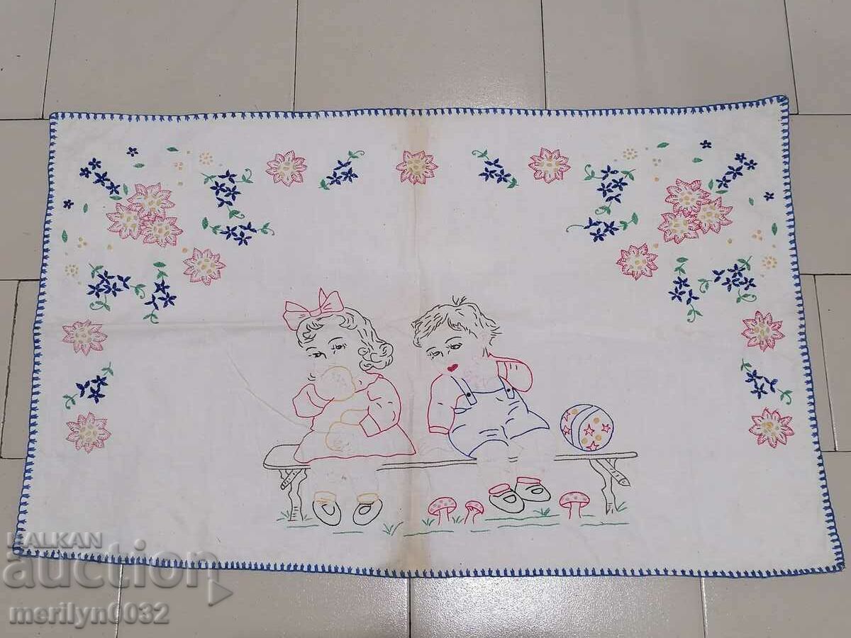 Old embroidered tablecloth mile Bulgarian embroidery carpet