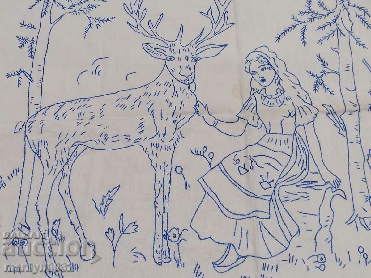 Covor de broderie din broderie bulgară vechi, cu o masă brodată cu preț 51.00 BGN | € 26.08 Covor de broderie din broderie bulgară vechi, cu o masă brodată cu preț 51.00 BGN | € 26.08