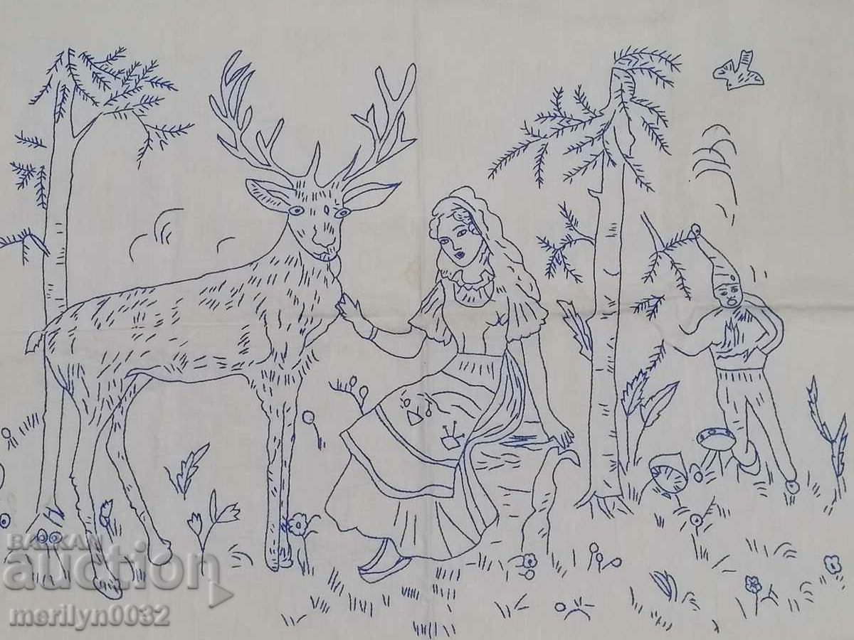 Covor de broderie din broderie bulgară vechi, cu o masă brodată - 6 Covor de broderie din broderie bulgară vechi, cu o masă brodată - 6