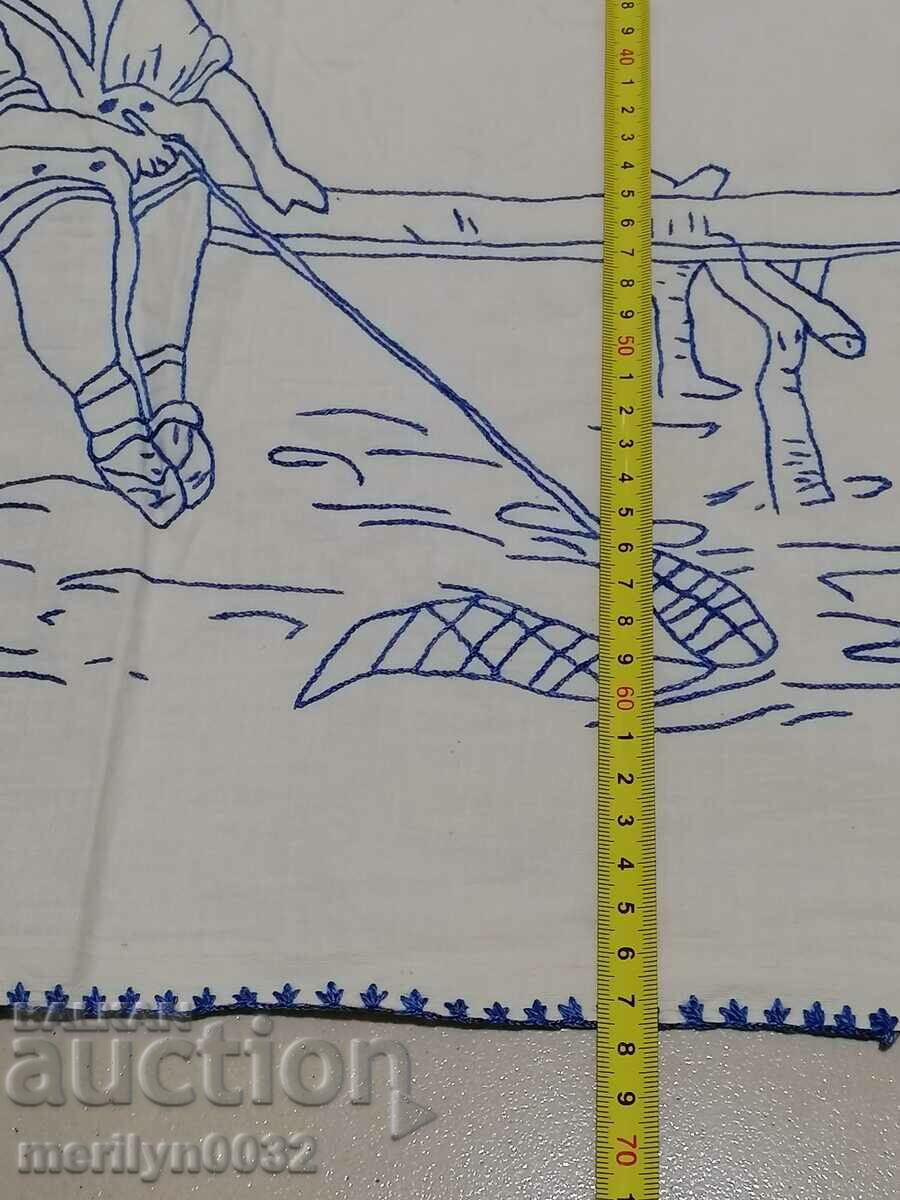 Auction Old embroidered tablecloth mile Bulgarian embroidery carpet Auction Old embroidered tablecloth mile Bulgarian embroidery carpet