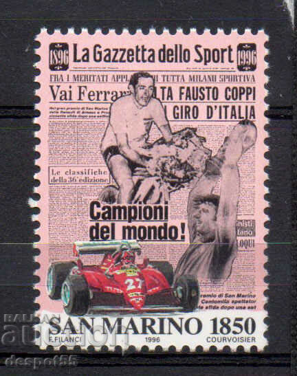 1996. San Marino. 100 de ani de la Gazzetta dello Sport.