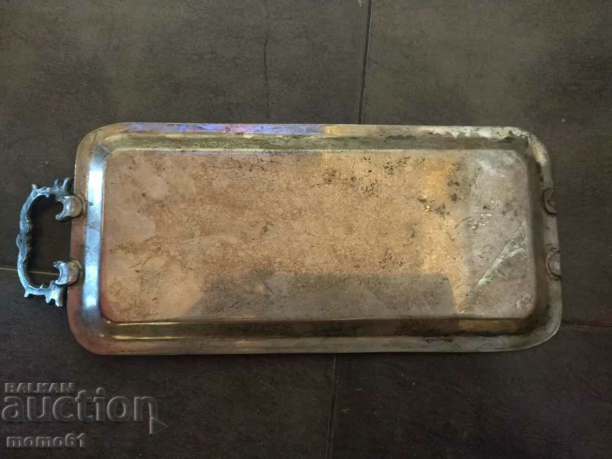 Old silver plated candle holder, cup and tray. - 6 Old silver plated candle holder, cup and tray. - 6