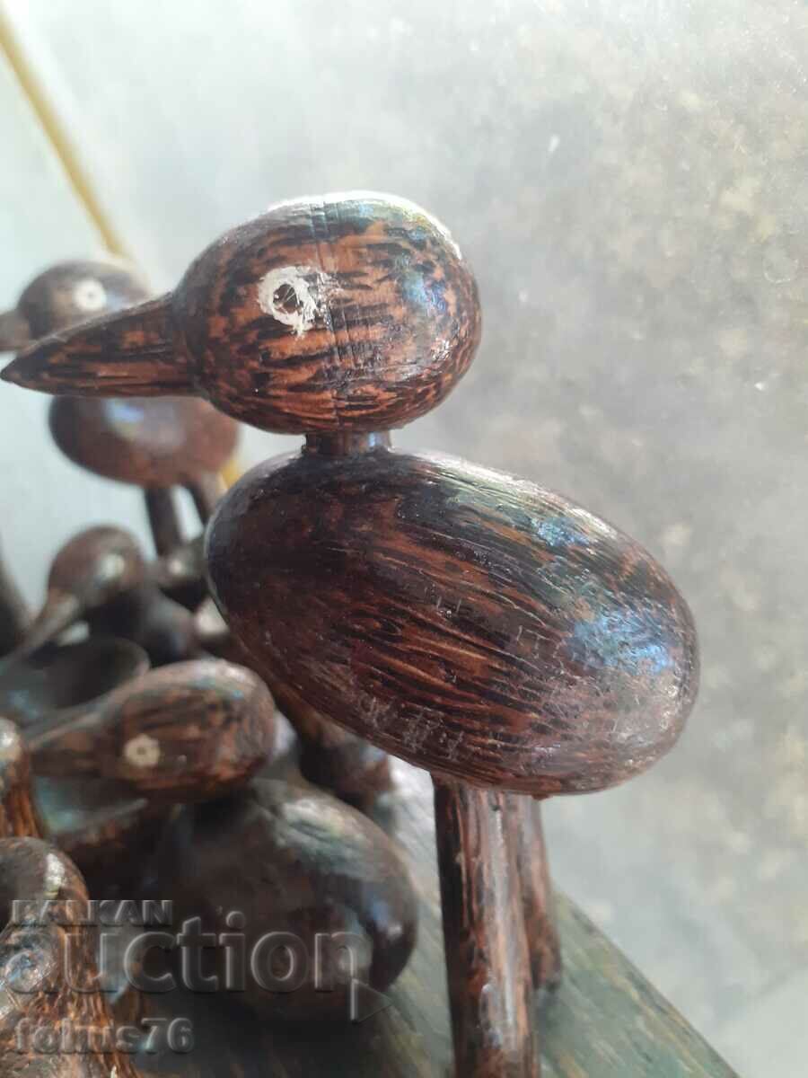 Interesting wooden inkwell with chicks - 5