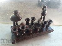 Interesting wooden inkwell with chicks