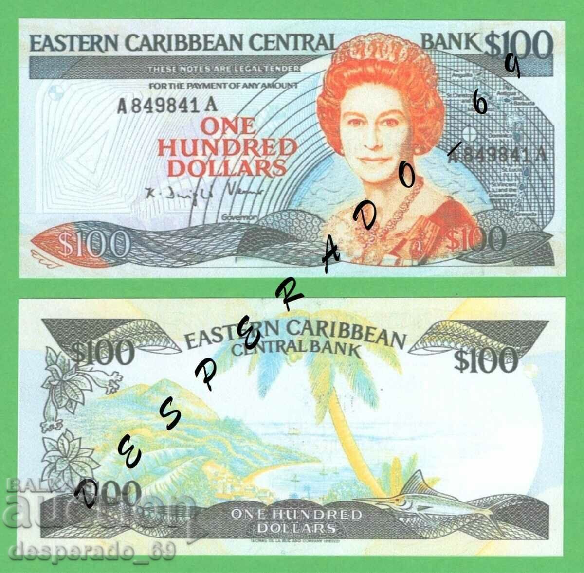 (¯`'•.¸(reproducere) CARAIBE DE EST 100 $ 1988 UNC