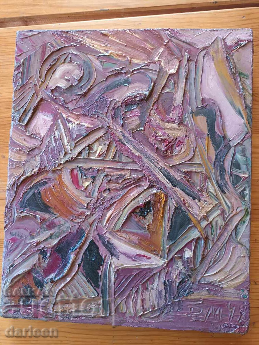 Pink abstraction, oil painting