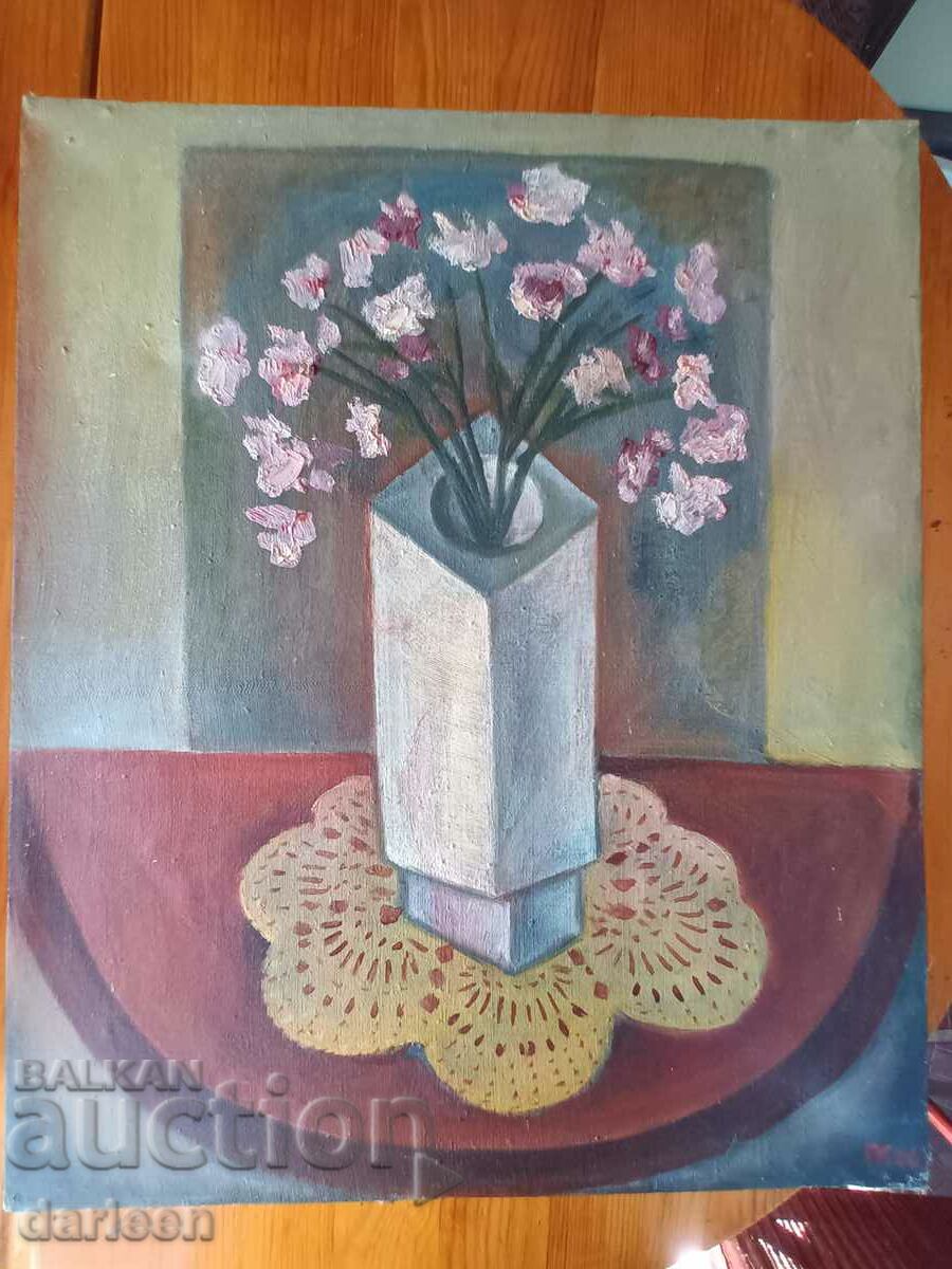 Νεκρή φύση με βάζο και λουλούδια, ελαιογραφία με τιμή 60.00 BGN | € 30.68 Νεκρή φύση με βάζο και λουλούδια, ελαιογραφία με τιμή 60.00 BGN | € 30.68