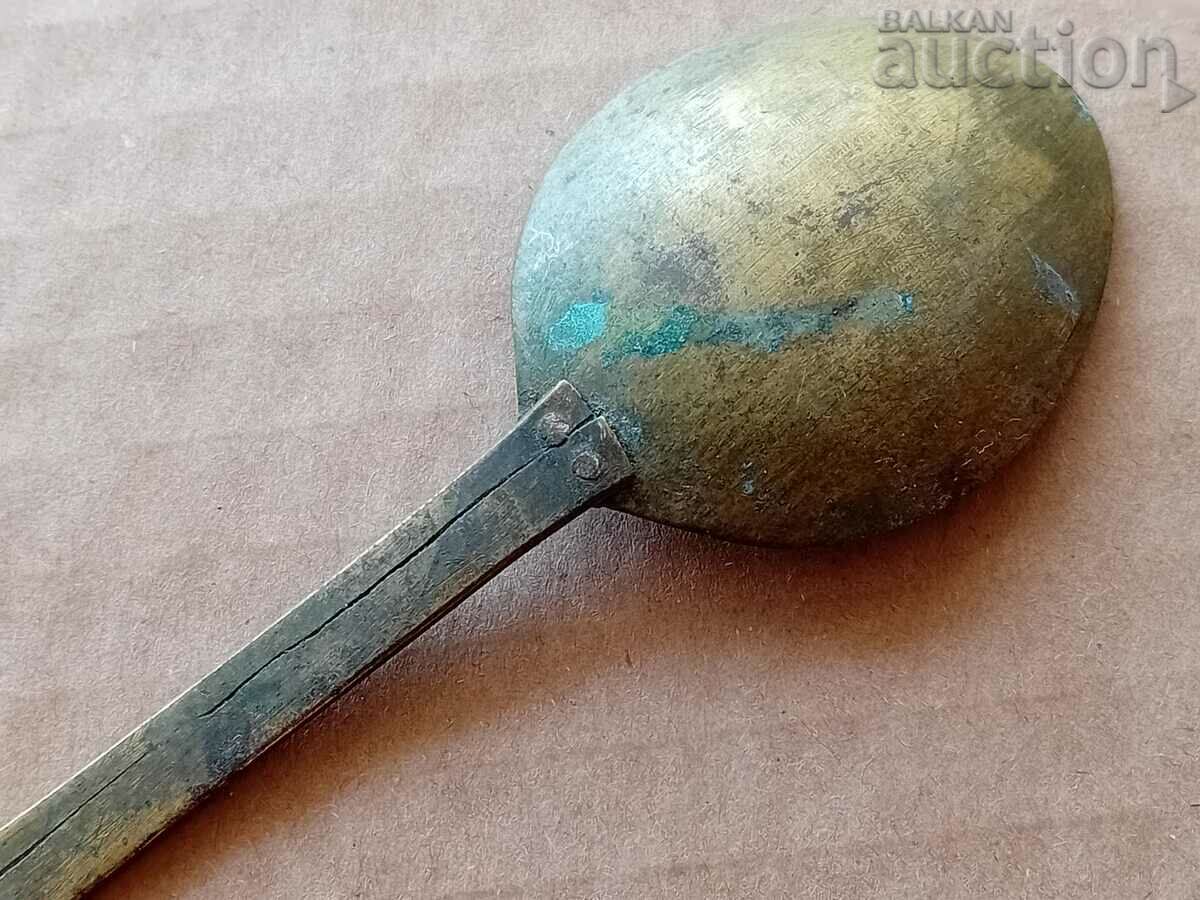 antique bronze spoon tweezers communion - 5
