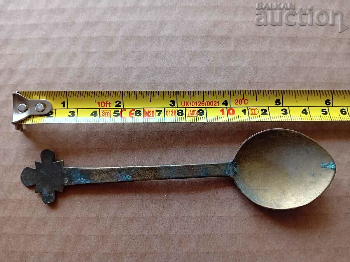 antique bronze spoon tweezers communion - 6