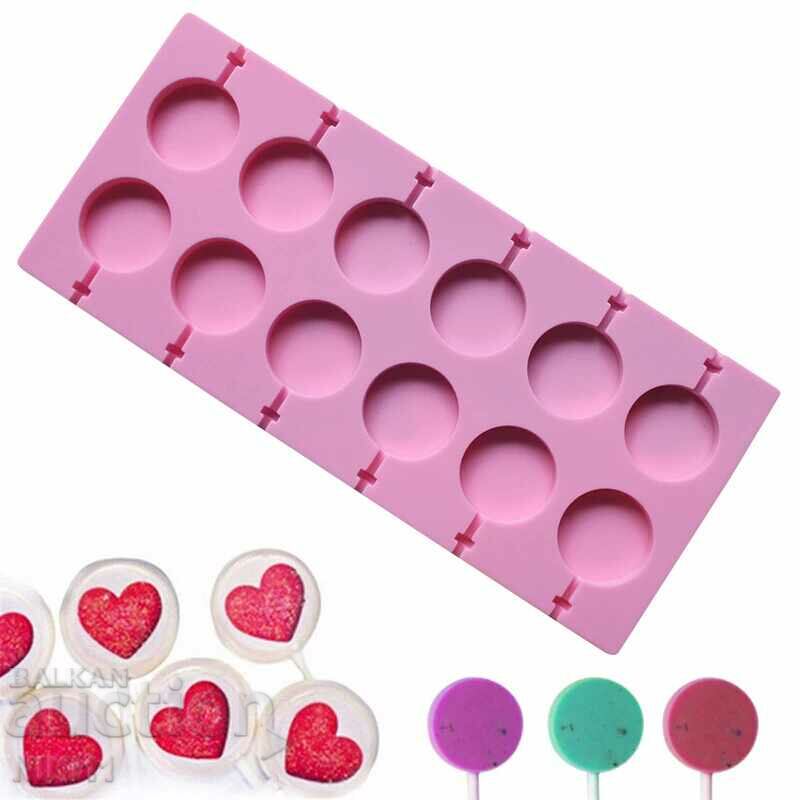 Silicone mold for 12 lollipops, Cake fondant mold with price 12.00 BGN | € 6.14