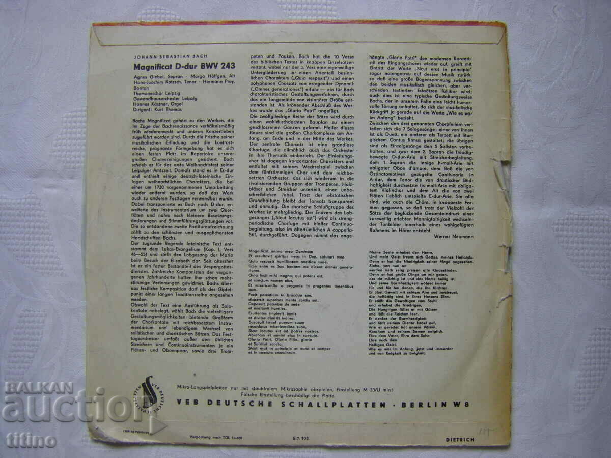 Delivery of Gramophone record - medium format - ETERNA 720124