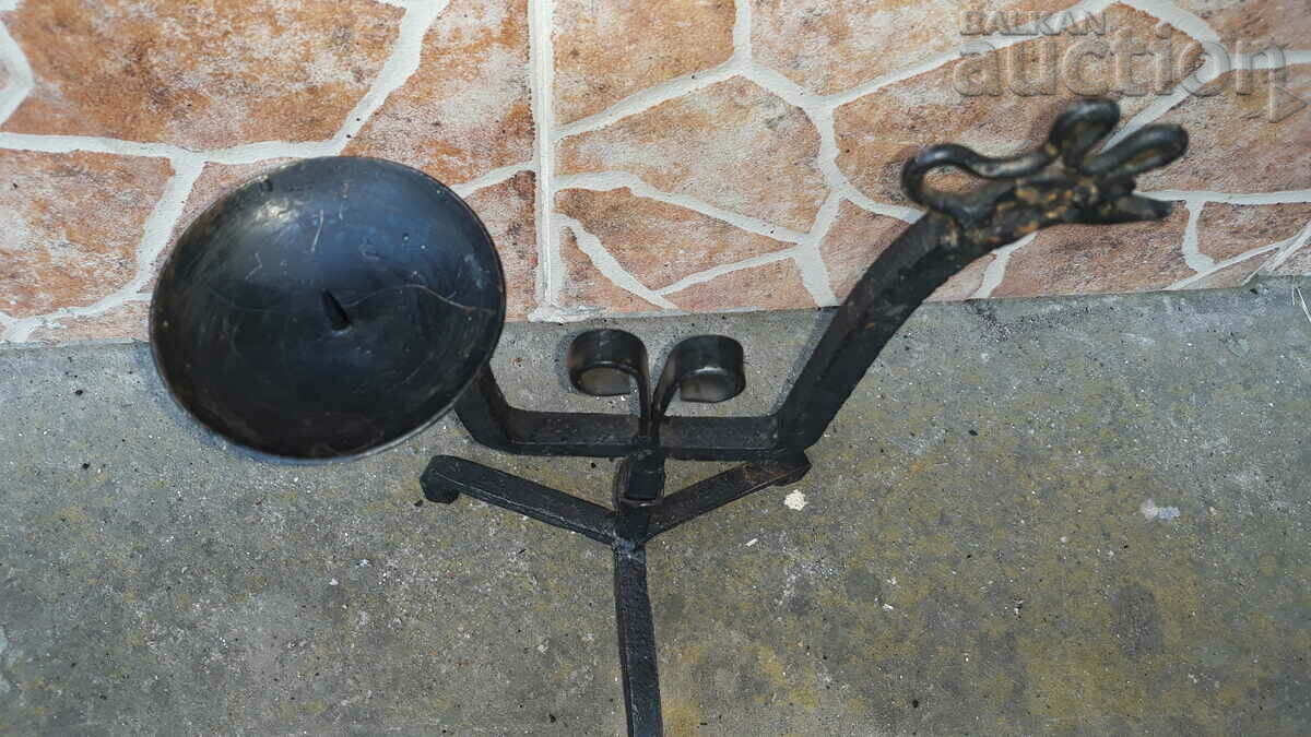 Old wrought iron candle holder, candle, candelabra rooster rooster - 5 Old wrought iron candle holder, candle, candelabra rooster rooster - 5