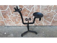 Old wrought iron candle holder, candle, candelabra rooster rooster