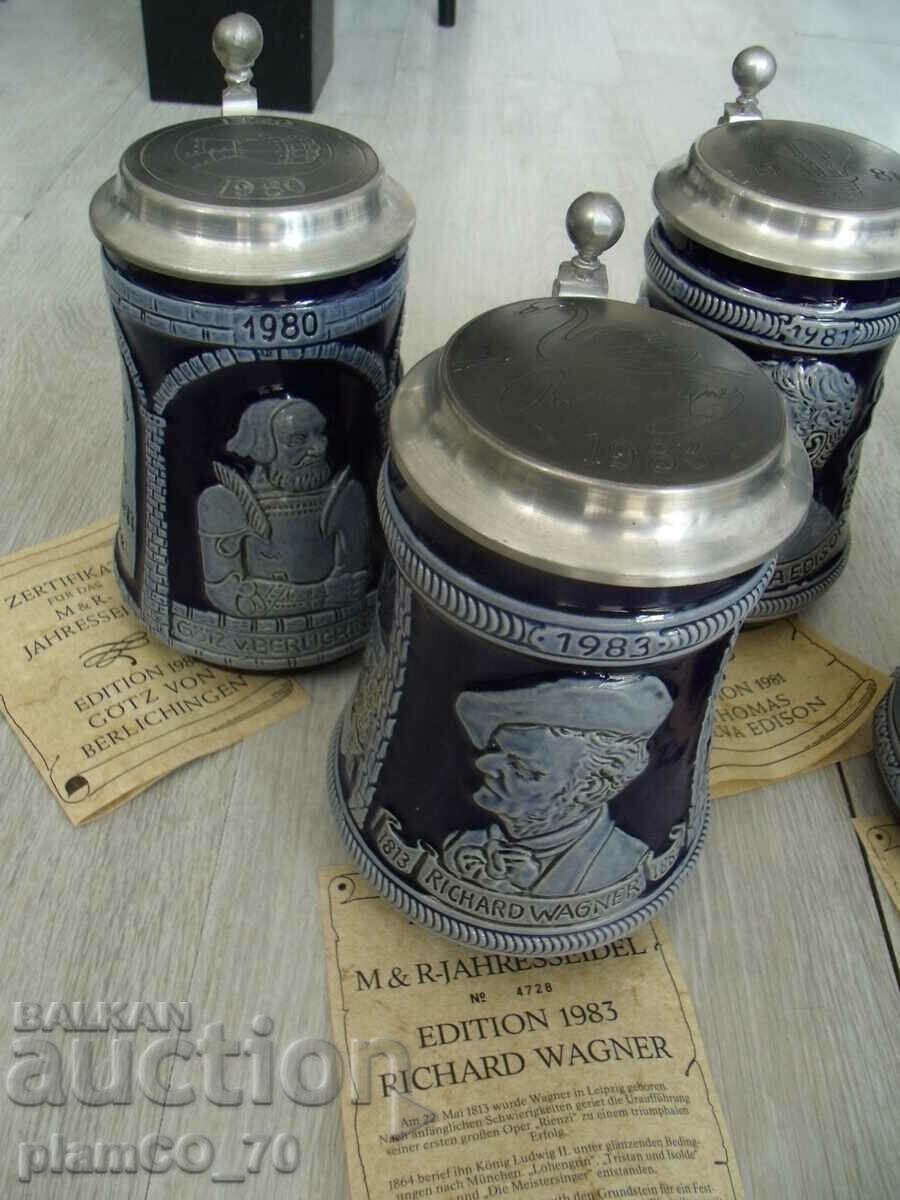 #*7142 lot 6 old M & R porcelain mugs - with lids with price 180.00 BGN | € 92.03