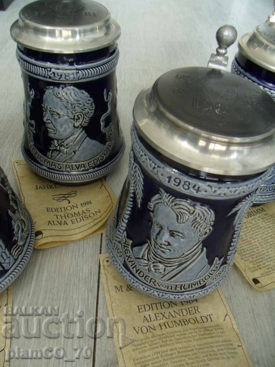 Auction  #*7142 lot 6 old M & R porcelain mugs - with lids