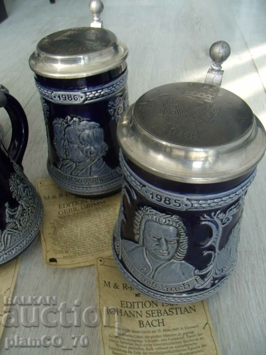 Delivery of #*7142 lot 6 old M & R porcelain mugs - with lids